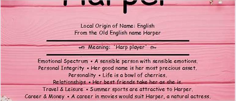 The name harper means